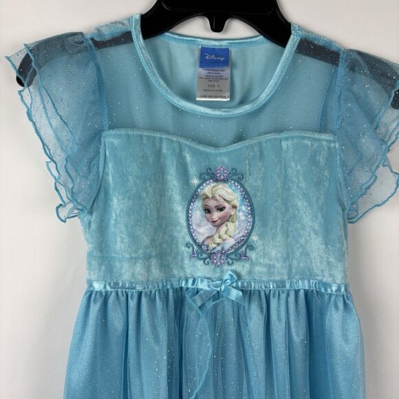 Disney Elsa Frozen Girls Costume/Night Gown/Play Dress Size 8 - Picture 3 of 7